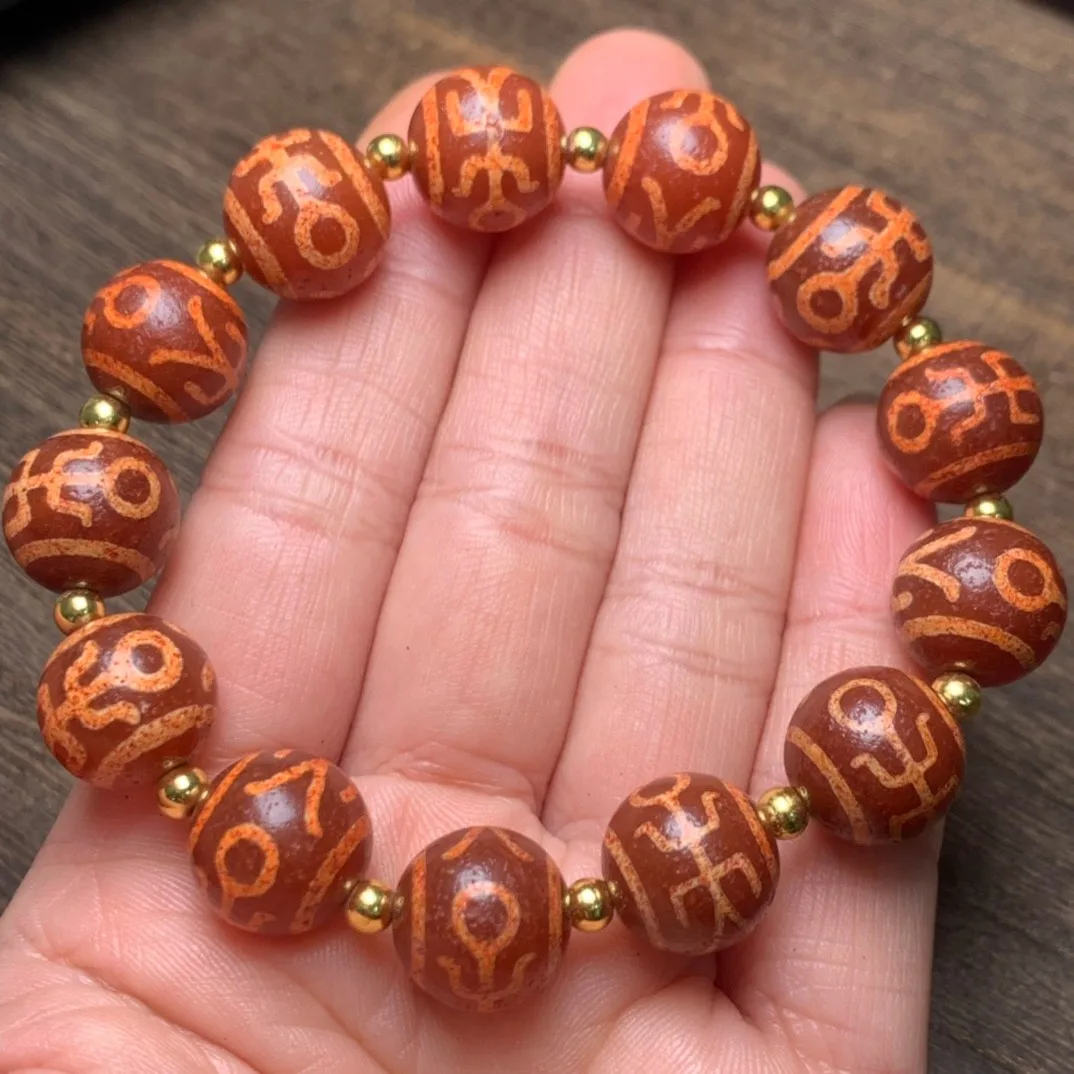 

14mm Wealth And Protection Dzi Beads Bracelet Tibetan Agate Pulsera Feng Shui Lucky Amulet Bracelets Men Women Healing Jewelry