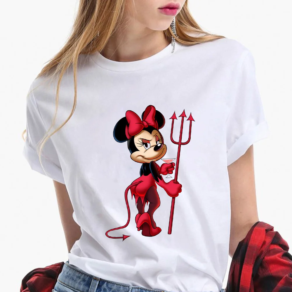 Fashion Female T-shirt Funny Spoof Disney T-shirt O-neck Loose White Short-sleeved Mickey Mouse Minnie Print T-shirt Tops
Fashion Female T-shirt Funny Spoof Disney T-shirt O-neck Loose White Short-sleeved Mickey Mouse Minnie Print T-shirt Tops