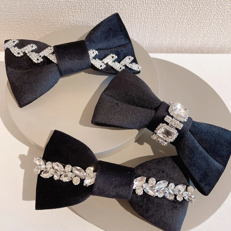Velvet Barrette for Women Girl Black Bow Knot Rhinestone Hairpin Fashion Hair Accessories Wholesale
Velvet Barrette for Women Girl Black Bow Knot Rhinestone Hairpin Fashion Hair Accessories Wholesale