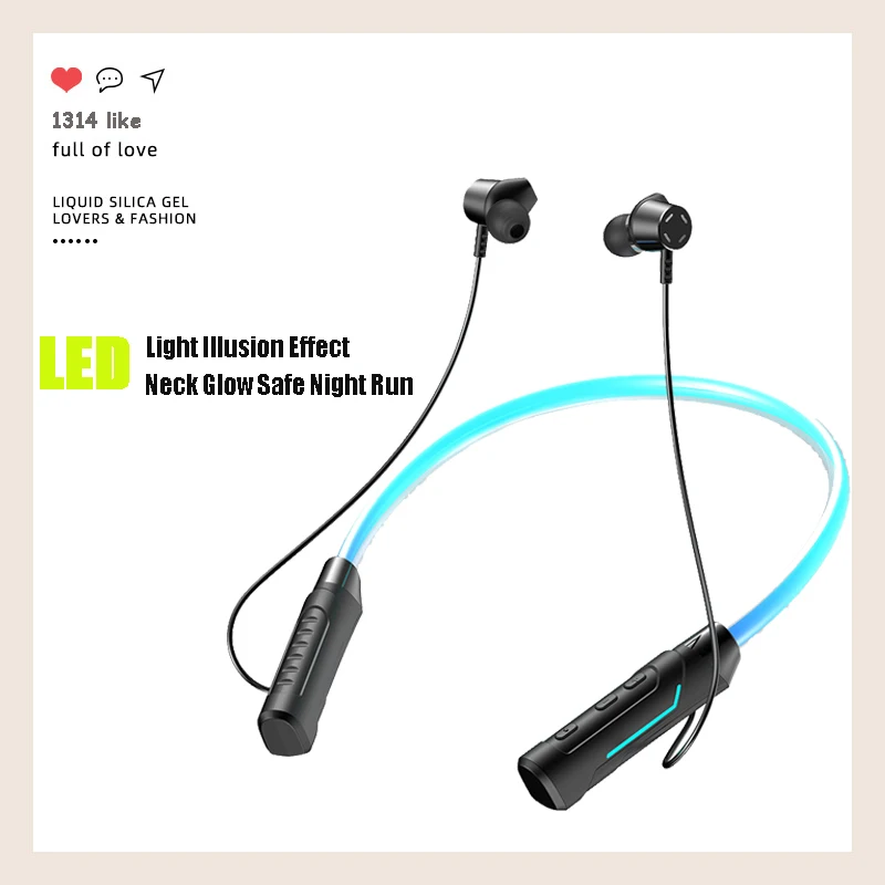 Bluetooth Wireless Earphones With LED Breathing Light Hanging Neck Headphone Night Running Fitness Exercise Neck Hanging Headset
Bluetooth Wireless Earphones With LED Breathing Light Hanging Neck Headphone Night Running Fitness Exercise Neck Hanging Headset