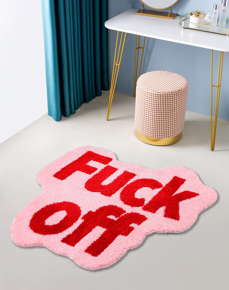 Pink Fxck Off Funky Area Rug for Living Room Bedroom Fluffy Bath Carpet Groovy Home Irregular Plush Tufted Rug Bathroom Mat
Pink Fxck Off Funky Area Rug for Living Room Bedroom Fluffy Bath Carpet Groovy Home Irregular Plush Tufted Rug Bathroom Mat