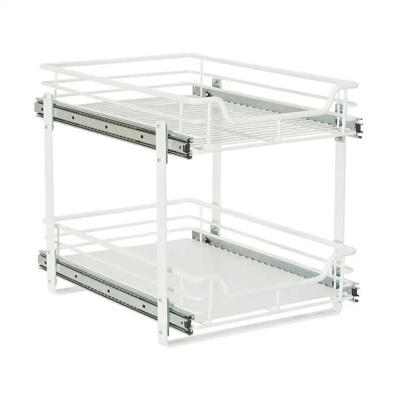 Glidez Slide Out Cabinet Organizer, 14.5” Wide, White Steel Frame, Dual Baskets and Smooth Glides, Heavy-Duty and Space-Optim
Glidez Slide Out Cabinet Organizer, 14.5” Wide, White Steel Frame, Dual Baskets and Smooth Glides, Heavy-Duty and Space-Optim