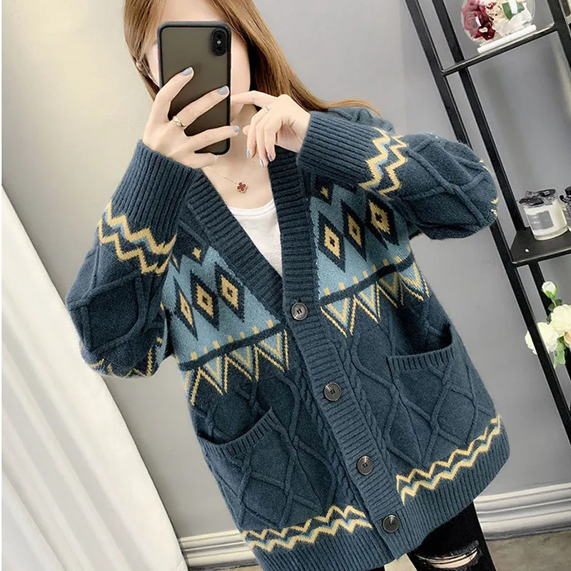 2022 Spring And Autumn New Loose Button Long-Sleeved Knitted Cardigan Women's Korean Fashion Print Sweater Coat Sueters De Mujer
2022 Spring And Autumn New Loose Button Long-Sleeved Knitted Cardigan Women's Korean Fashion Print Sweater Coat Sueters De Mujer