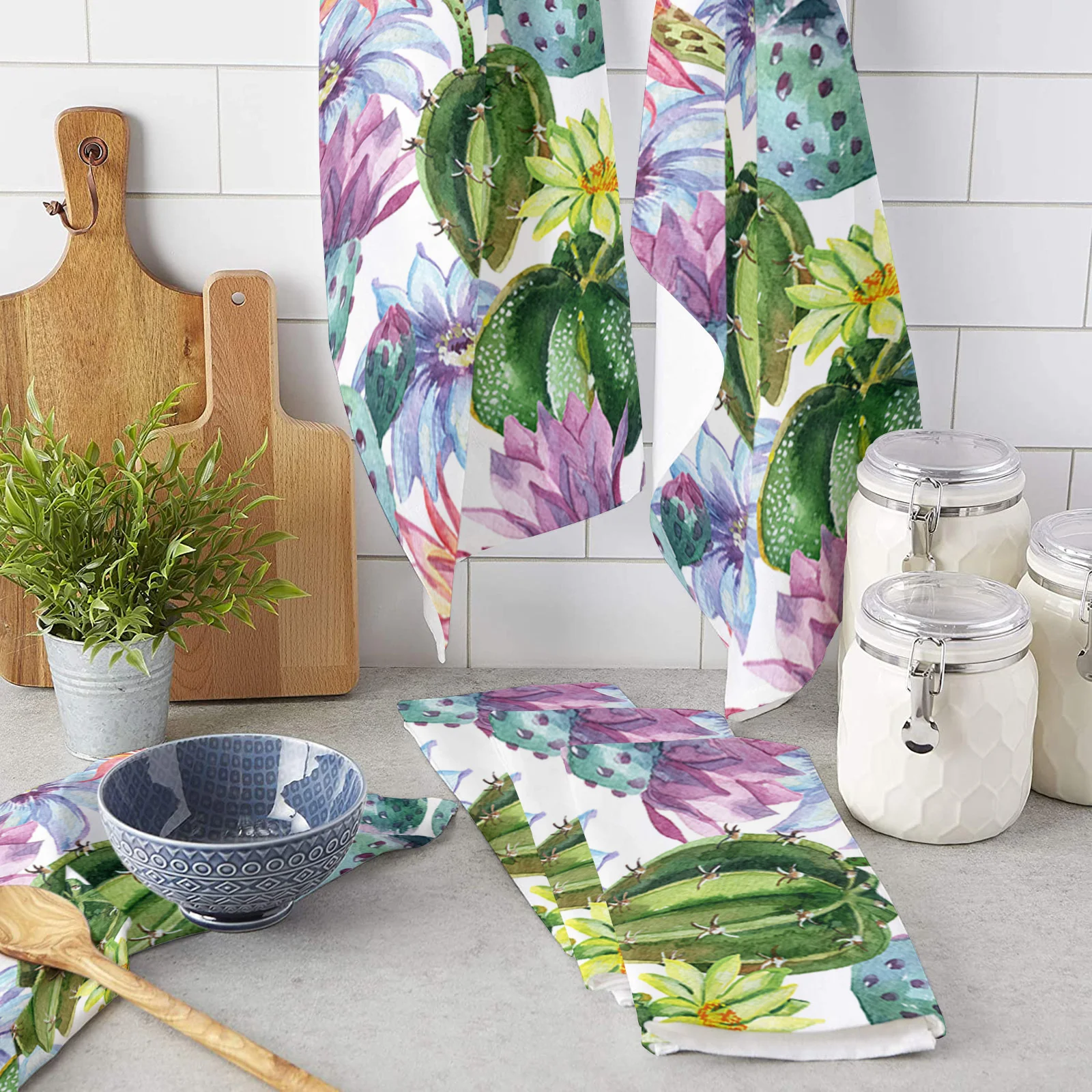 Watercolor Cactus Flowers Kitchen Towel Set Cleaning Cloth Kitchen Accessories Dish Washing Cloth Household Decoracion
Watercolor Cactus Flowers Kitchen Towel Set Cleaning Cloth Kitchen Accessories Dish Washing Cloth Household Decoracion