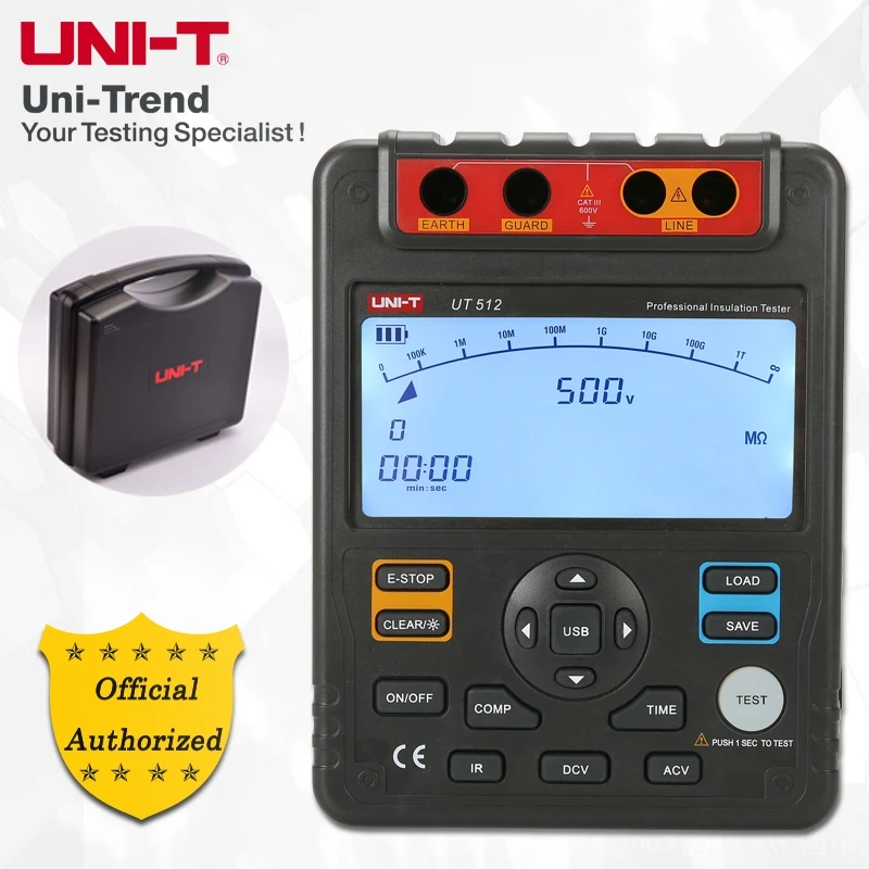 UNI-T Insulation Resistance Tester Digital Megohmmeter UT512 500V--2500V Megger Earth Ground Ohm Meter AC DC Voltmeter
UNI-T Insulation Resistance Tester Digital Megohmmeter UT512 500V--2500V Megger Earth Ground Ohm Meter AC DC Voltmeter