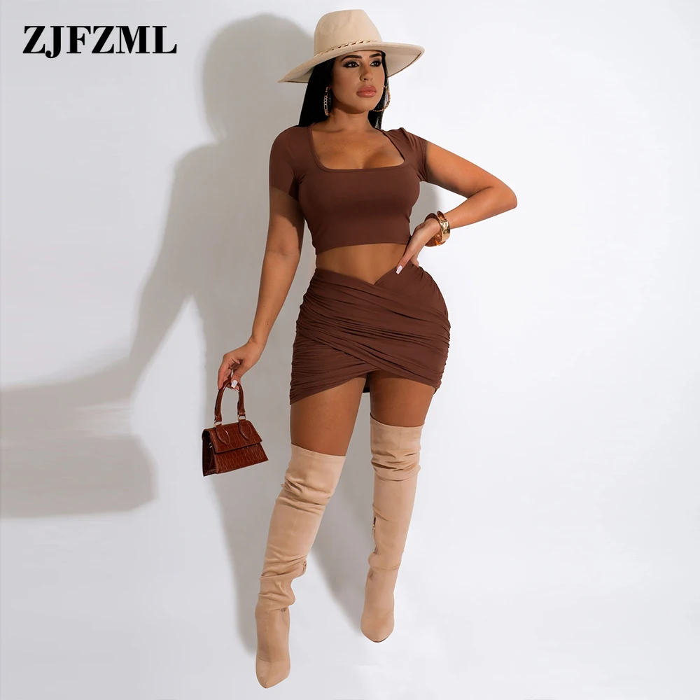 Sexy Two Piece Sets 2022 Summer Beach Festival Clothes Square Collar Short Sleeve Crop Top Pleated Skirt Women Dress Set Suits 
Sexy Two Piece Sets 2022 Summer Beach Festival Clothes Square Collar Short Sleeve Crop Top Pleated Skirt Women Dress Set Suits