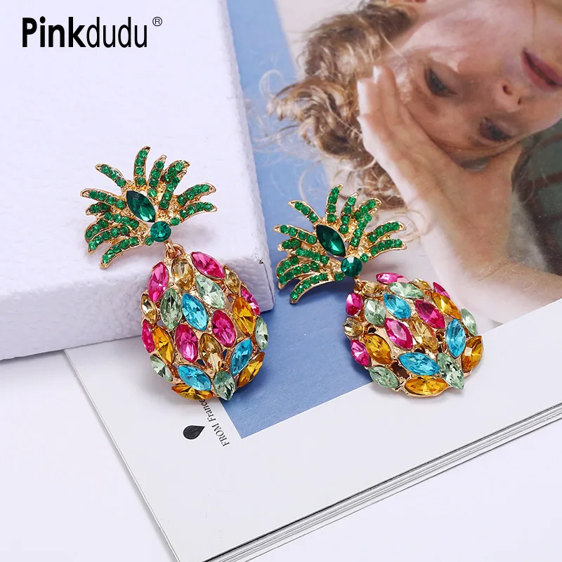 Pinkdudu Fashion Fruit Pineapple Earrings Alloy Inlaid Colorful Rhinestone Earrings for Women Jewelry Gifts PD696
Pinkdudu Fashion Fruit Pineapple Earrings Alloy Inlaid Colorful Rhinestone Earrings for Women Jewelry Gifts PD696
