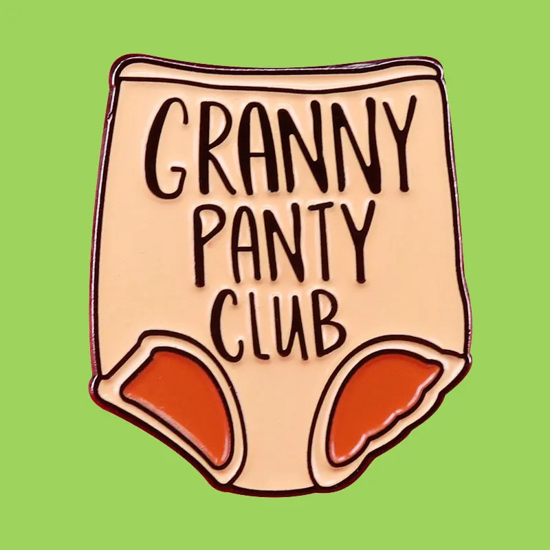 Granny Panty Club Pins Funny Satirical Cartoon Brooch Clothes Lapel Pins Bags Jeans Tie Collar Pins Cool Man Badge Jewelry Gift
Granny Panty Club Pins Funny Satirical Cartoon Brooch Clothes Lapel Pins Bags Jeans Tie Collar Pins Cool Man Badge Jewelry Gift