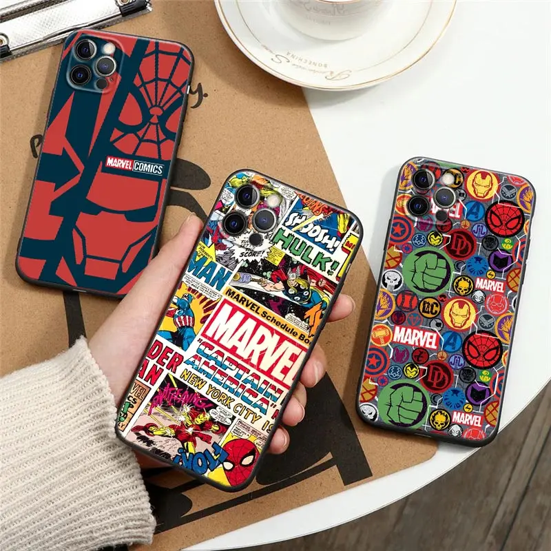 Marvel Comic Logo Black Silicone Phone Case For iPhone 12 11 13 14 Pro Max XS XR X 8 7 Plus SE Cases Soft Cover Avengers Fundas
Marvel Comic Logo Black Silicone Phone Case For iPhone 12 11 13 14 Pro Max XS XR X 8 7 Plus SE Cases Soft Cover Avengers Fundas