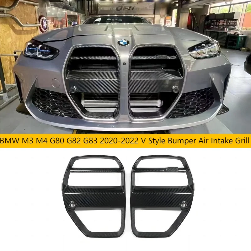 High Quality V Style Dry Carbon Fiber Car Front Bumper Air Intake Grills For BMW M3 M4 G80 G82 G83 2020-2022 
High Quality V Style Dry Carbon Fiber Car Front Bumper Air Intake Grills For BMW M3 M4 G80 G82 G83 2020-2022