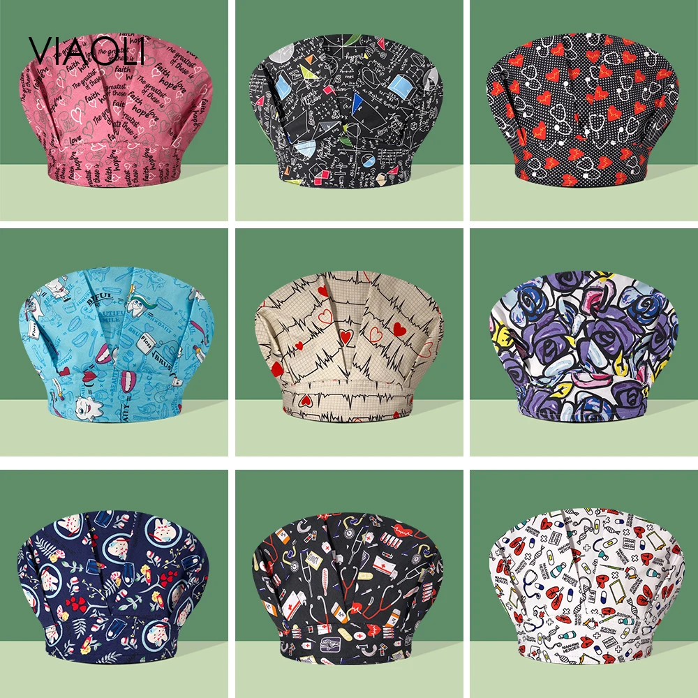 High Quality Nurse Accessories Cartoon Printed Clinical Scrub Cap Breathable Lab Dustproof Work Caps Cotton Nurse Hats Wholesale
High Quality Nurse Accessories Cartoon Printed Clinical Scrub Cap Breathable Lab Dustproof Work Caps Cotton Nurse Hats Wholesale