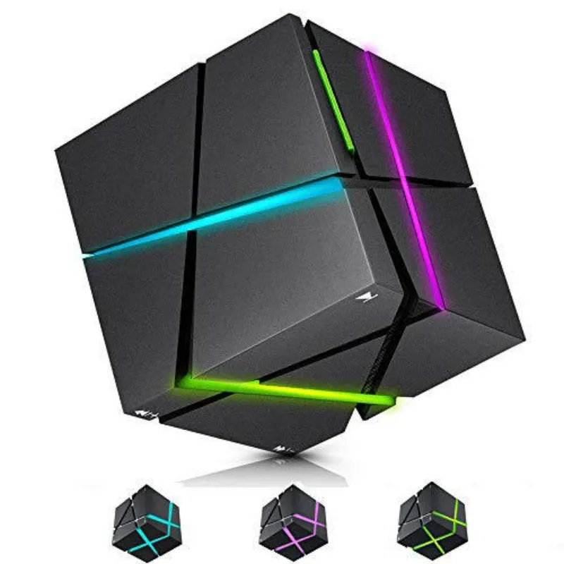 

Multifunctional Rubik's Cube Speaker with RGB Night Light Support FM TF Card, HiFi Small Speaker Creative Gift Subwoofer