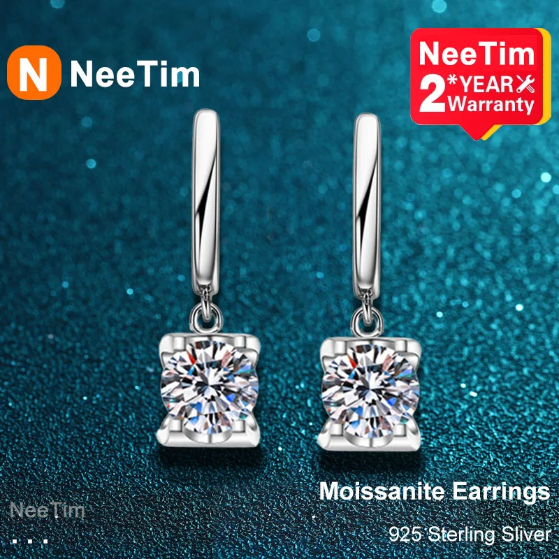 NeeTim 2CT Moissanite Drop Earrings for Women Sparkling Diamond Earring 100% S925 Sterling Silver with White Gold Plated Jewelry
NeeTim 2CT Moissanite Drop Earrings for Women Sparkling Diamond Earring 100% S925 Sterling Silver with White Gold Plated Jewelry