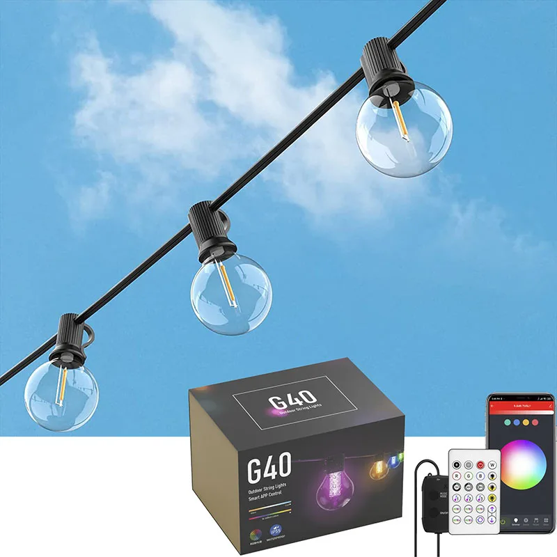Led Smart Ball String Light Dimmable Outdoor G40 Bulb Street Christmas Fairy Led Festoon for Garden Backyard Party Patio Decor
Led Smart Ball String Light Dimmable Outdoor G40 Bulb Street Christmas Fairy Led Festoon for Garden Backyard Party Patio Decor