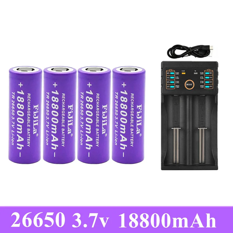 High Quality 26650 Battery 18800mah 3.7V 50A Lithium Ion Rechargeable Battery for 26650 LED Flashlight Electric Toy Charger
High Quality 26650 Battery 18800mah 3.7V 50A Lithium Ion Rechargeable Battery for 26650 LED Flashlight Electric Toy Charger