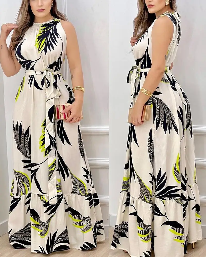Fashion Vintage Leaf Print Women Sleeveless Sundress Summer Loose Casual Ladies Beach Bohemia Maxi Dresses Party Vestidos
Fashion Vintage Leaf Print Women Sleeveless Sundress Summer Loose Casual Ladies Beach Bohemia Maxi Dresses Party Vestidos