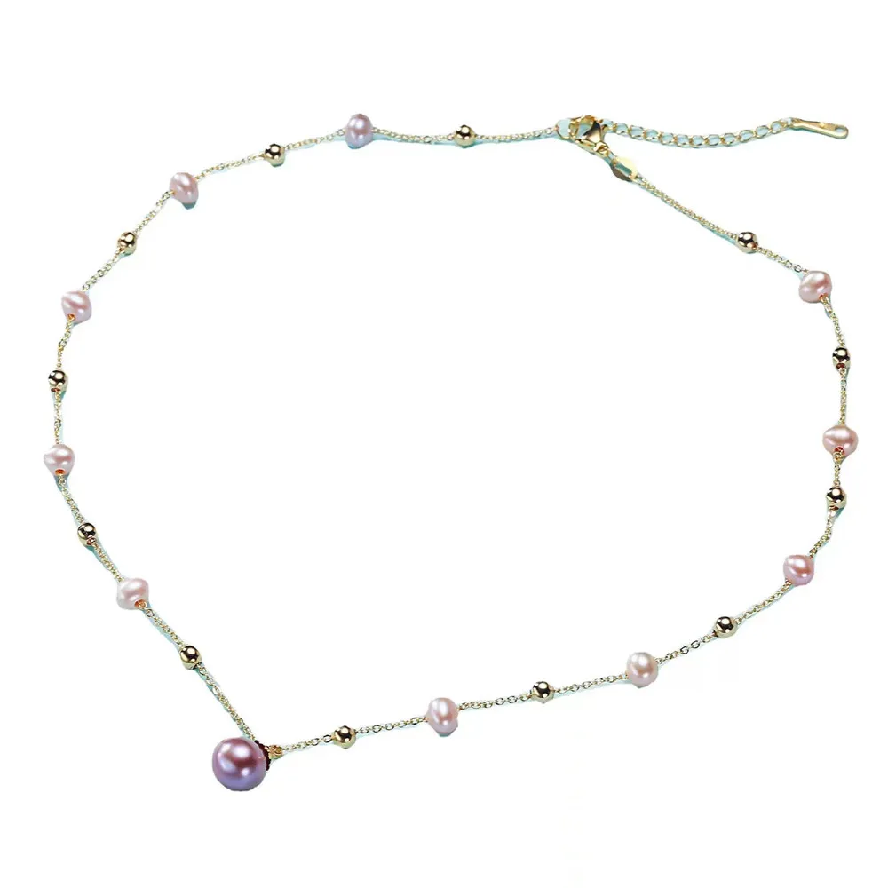 Жемчужная цепочка YKNRBPH женская, с пресноводной гипсофилой 
Жемчужная цепочка YKNRBPH женская, с пресноводной гипсофилой