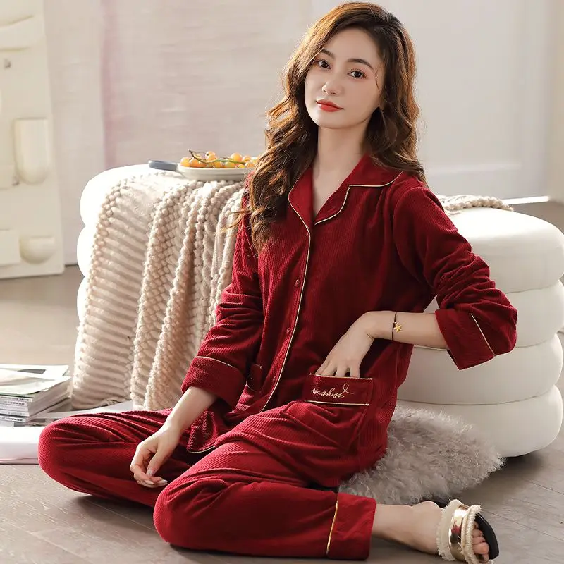 pajamas for women winter thicken warm long sleeve christmas nightwears woman two pieces sets sleepwear clothing female clothes
pajamas for women winter thicken warm long sleeve christmas nightwears woman two pieces sets sleepwear clothing female clothes