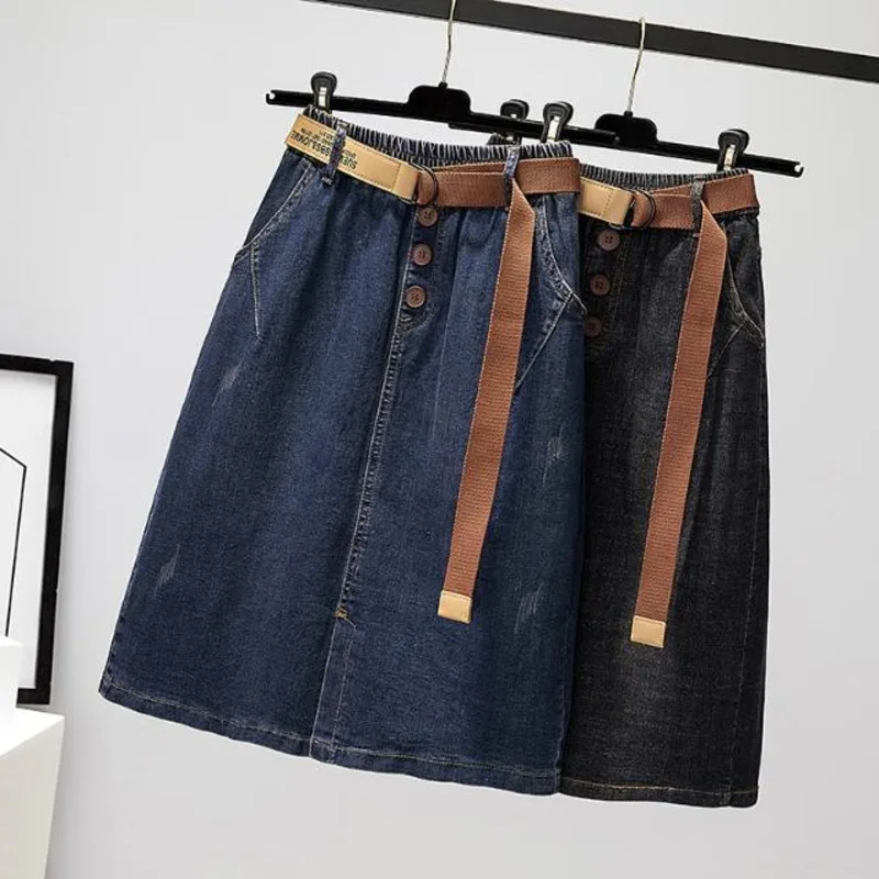 Women Summer Blue Denim Skirt Pocket Elastic Waist Fashion High Waist Midi Skirt Female Loose Jeans Skirts Cowboy Skirts Black
Women Summer Blue Denim Skirt Pocket Elastic Waist Fashion High Waist Midi Skirt Female Loose Jeans Skirts Cowboy Skirts Black