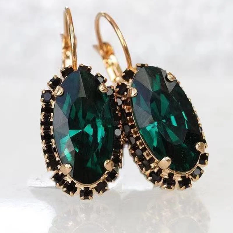 Fashion Green Oval Geometric Shaped Crystal Dangle Earrings Inlaid Black Rhinestone Zircon for Women Party Wedding Jewelry
Fashion Green Oval Geometric Shaped Crystal Dangle Earrings Inlaid Black Rhinestone Zircon for Women Party Wedding Jewelry