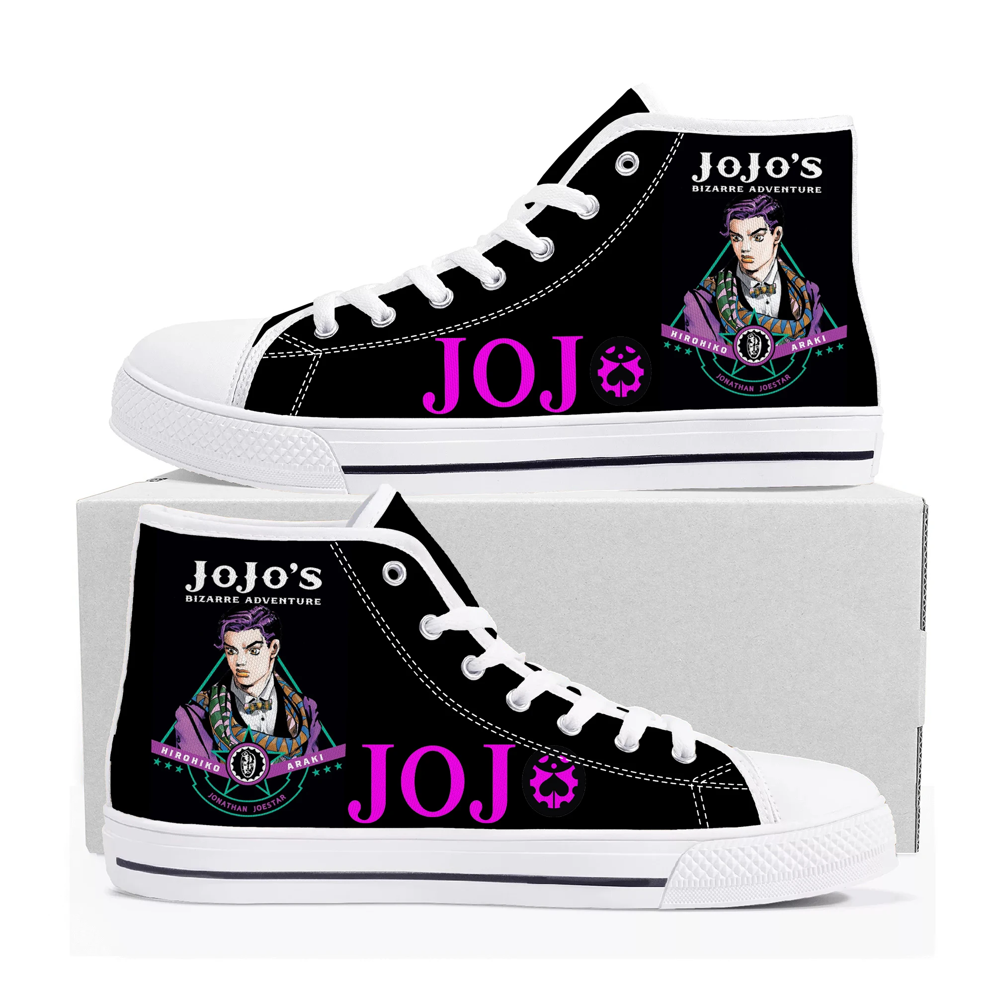 

Высокие кроссовки JoJo's странные приключения для мужчин и женщин, холщовые Сникеры для подростков, обувь на заказ для комиксов, манги, пар