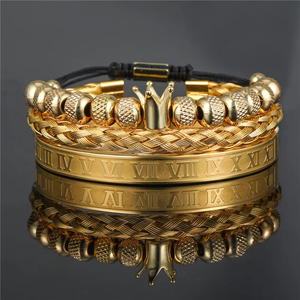 Vintage Crown Letters Stainless Steel Mesh Men and Women Bracelets Three Piece Party Holiday Gifts Popular Jewelry Accessories
Vintage Crown Letters Stainless Steel Mesh Men and Women Bracelets Three Piece Party Holiday Gifts Popular Jewelry Accessories