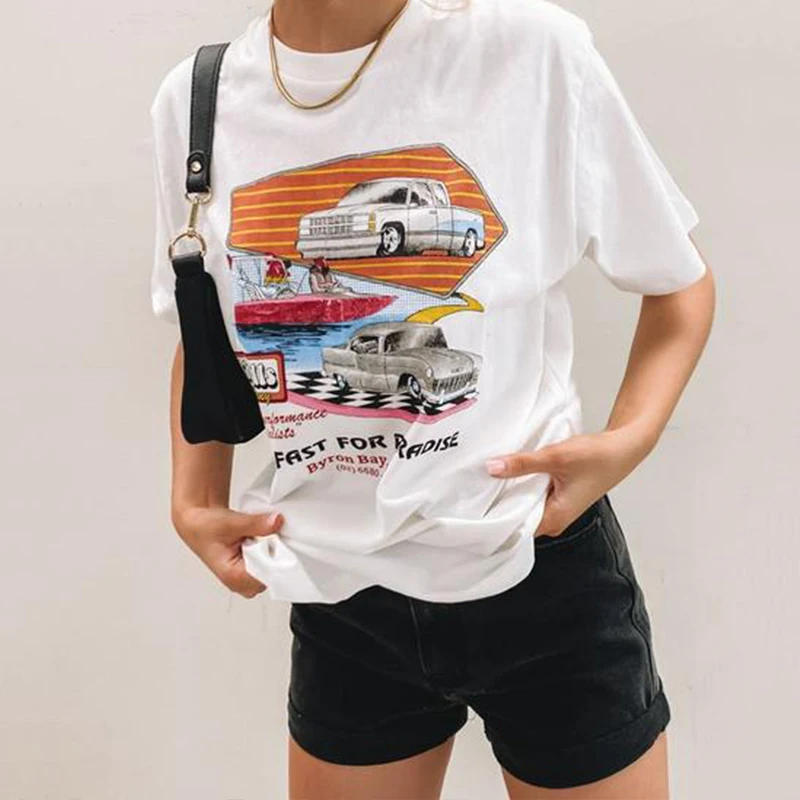 Car Print White Letter Graphic Tees Women New Bohemian Fashion Tops Summer Plus Size Tshirt Femme Short Sleeve Casual Streetwear
Car Print White Letter Graphic Tees Women New Bohemian Fashion Tops Summer Plus Size Tshirt Femme Short Sleeve Casual Streetwear