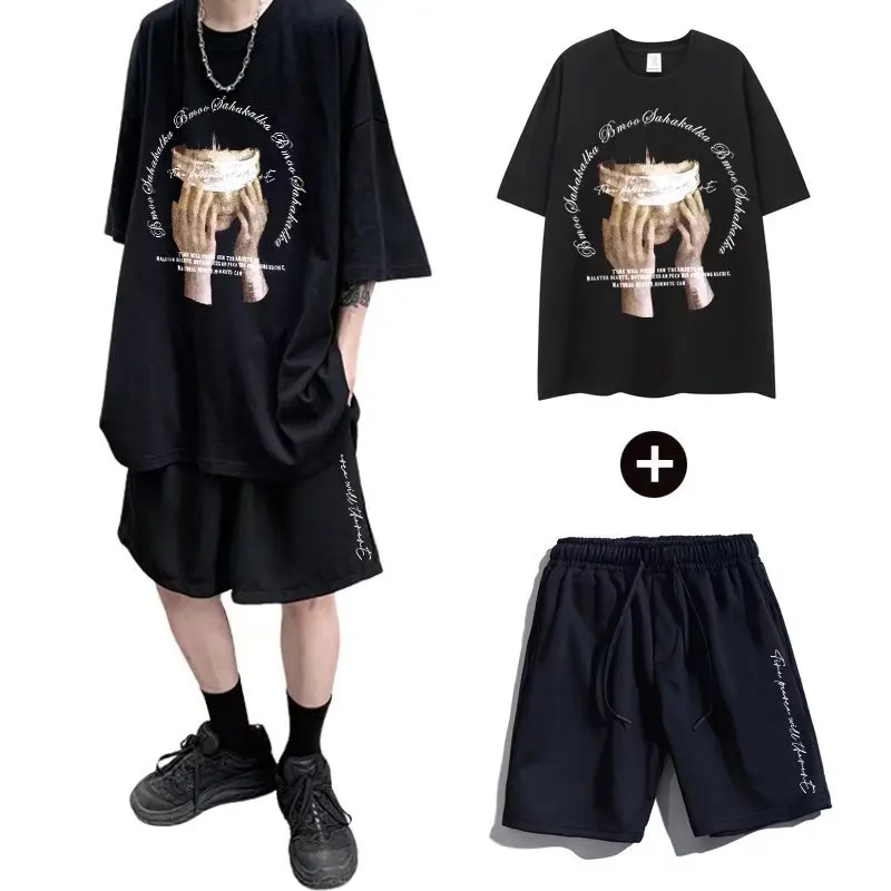 Fashion Men's Sports Suit 2-piece Tracksuit T-shirt Shorts Sets Design Lazy style Oversized High quality Cotton Free shipping
Fashion Men's Sports Suit 2-piece Tracksuit T-shirt Shorts Sets Design Lazy style Oversized High quality Cotton Free shipping