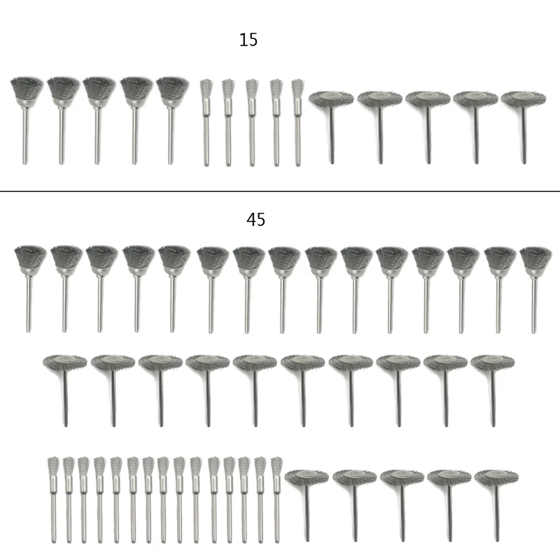 15pcs/45pcs Stainless Steel Wire Wheel Wire Brush Metal Rust Removal Buffing Wheel Grinder Head Drill Rotary Tool Accessories
15pcs/45pcs Stainless Steel Wire Wheel Wire Brush Metal Rust Removal Buffing Wheel Grinder Head Drill Rotary Tool Accessories
