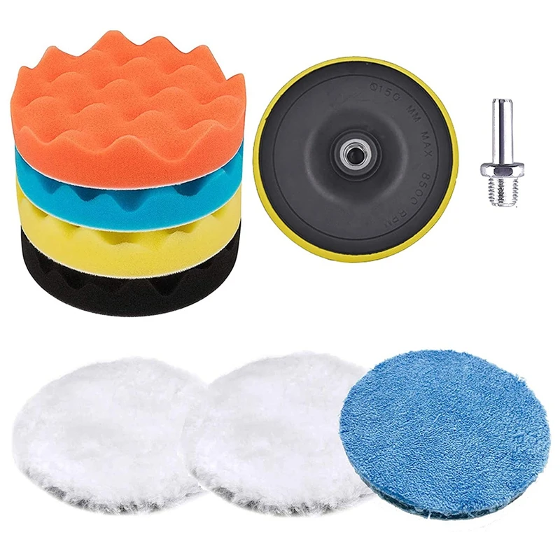 9Pcs 6 Inch Car Polishing Pads Buffing Pad Wheel Sponge and Woolen Buffer Pads Set with M14 Drill Adapter for Car Care
9Pcs 6 Inch Car Polishing Pads Buffing Pad Wheel Sponge and Woolen Buffer Pads Set with M14 Drill Adapter for Car Care