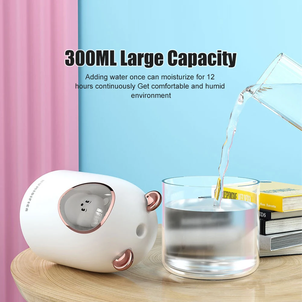 300ML Car Air Humidifier Cute Bear USB Air Purifier Essential Oil Aromatherapy Diffuser With Atmosphere LED Light For Car Home
300ML Car Air Humidifier Cute Bear USB Air Purifier Essential Oil Aromatherapy Diffuser With Atmosphere LED Light For Car Home