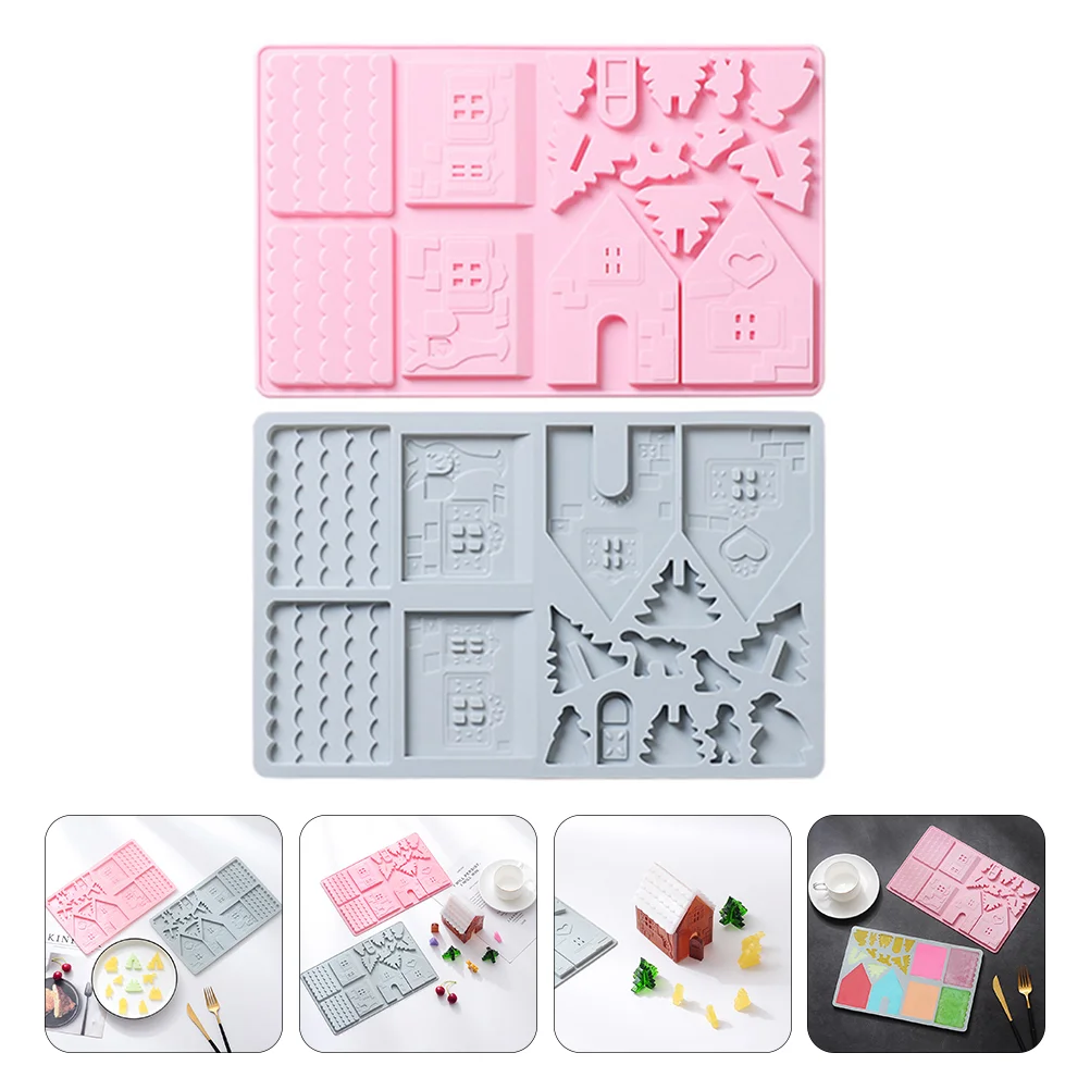 

Silicone House Mold Christmas Fondant Mould Gingerbread Cookie Cake Cupcake Making Topper Gum Handmade Paste Sugar Decorating 3D