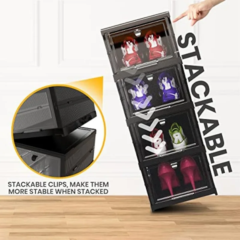 Plastic Not Flimsy 5 Layers Foldable Shoe Storage Boxes or Sneaker Storage Boxes - Easy Installation- All-in-One Black/White
Plastic Not Flimsy 5 Layers Foldable Shoe Storage Boxes or Sneaker Storage Boxes - Easy Installation- All-in-One Black/White