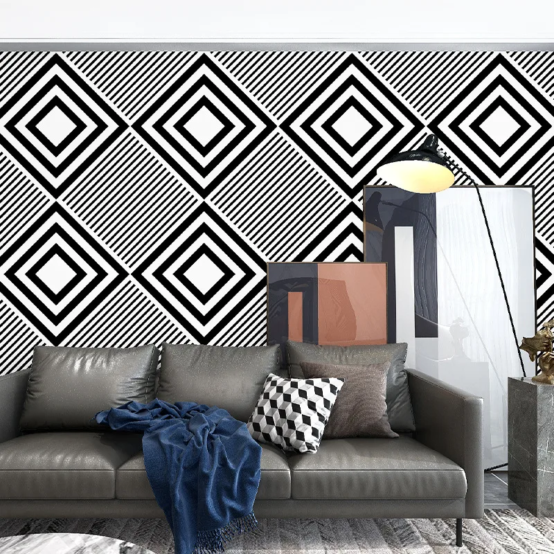 Black and white square wallpaper geometric pattern simple modern bedroom living room background wall plaid stripe wallpaper
Black and white square wallpaper geometric pattern simple modern bedroom living room background wall plaid stripe wallpaper