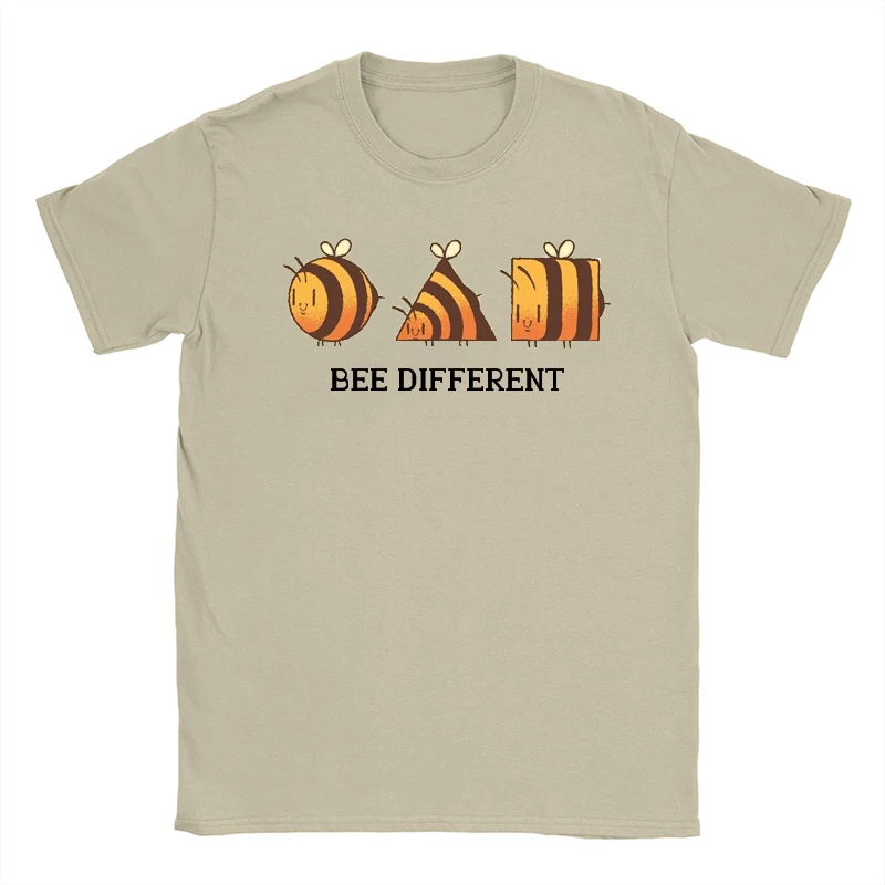 

Bee Different Funny T-shirt Beige Letter Print Plain Shirt Fashion Daily Cartoon Humor Cute Men Women Unisex Top New Summer Tees