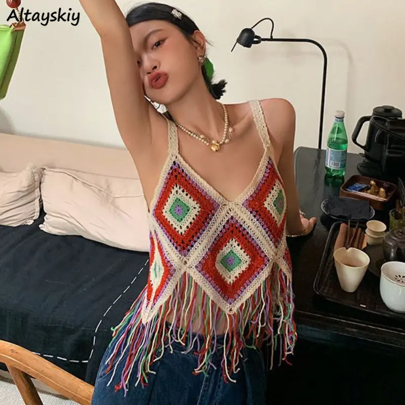 Argyle Tassel Vests Women Vacation Hotsweet Loose Chic Hollow Out Bohemian V-neck Fashion Sexy Ladies Streetwear Panelled Summer
Argyle Tassel Vests Women Vacation Hotsweet Loose Chic Hollow Out Bohemian V-neck Fashion Sexy Ladies Streetwear Panelled Summer