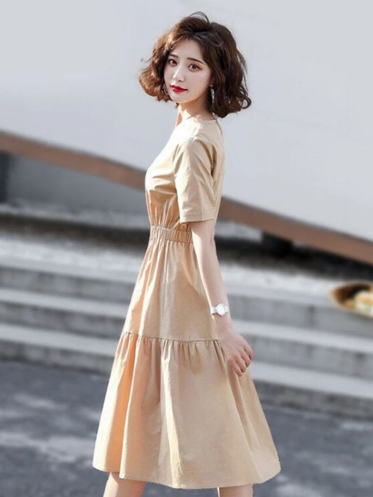 new in dresses Short sleeve Round neck splice Elastic waist belt clothes for women Leisure summer dress women 2023 streetwear 
new in dresses Short sleeve Round neck splice Elastic waist belt clothes for women Leisure summer dress women 2023 streetwear