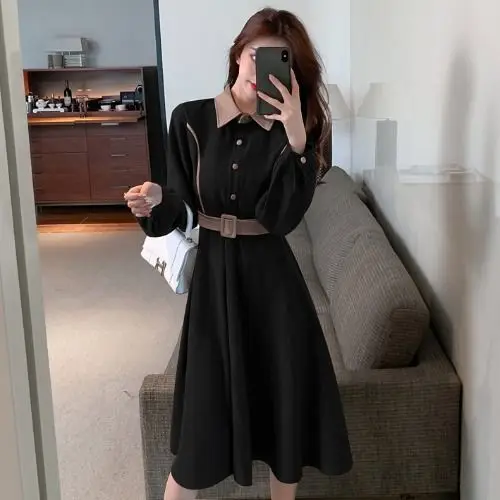 Thickened Dress Autumn Winter 2021 New Shirt Dress Light Design with Coat Dress 
Thickened Dress Autumn Winter 2021 New Shirt Dress Light Design with Coat Dress