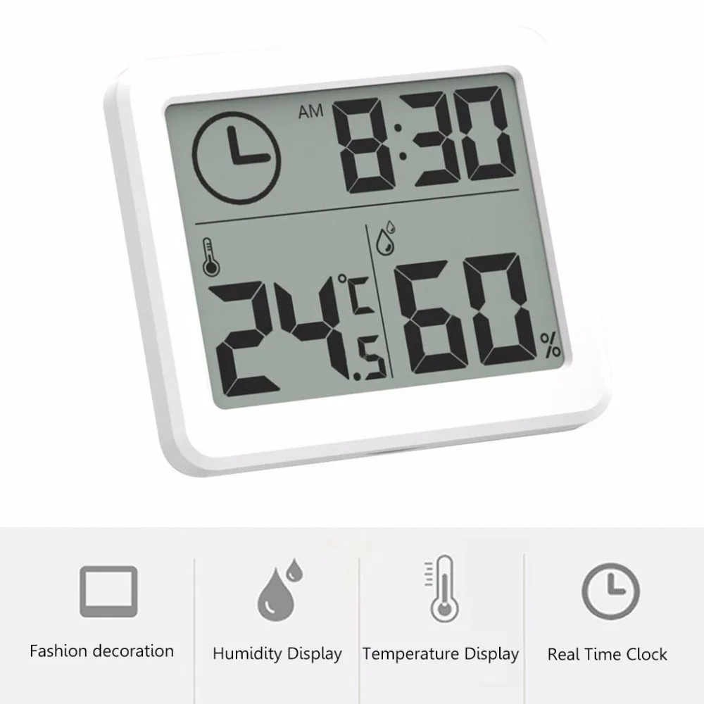LCD Digital Alarm Clock Large Screen Displays Multifunction Indoor Hygrometer Thermometer Temperature Meter Humidity Monitor
LCD Digital Alarm Clock Large Screen Displays Multifunction Indoor Hygrometer Thermometer Temperature Meter Humidity Monitor