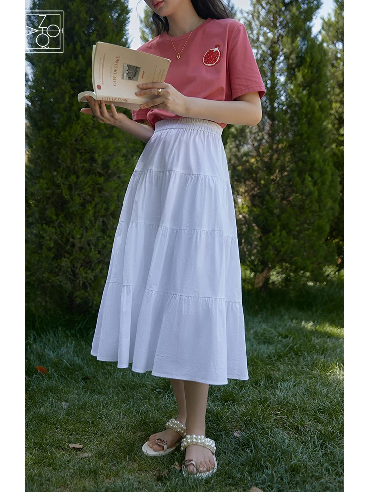 ZIQIAO Elastic High Waist White Mid-Length Skirts Cupcake Dress A-LINE Skirts Office Lady Cotton Japanese Solid Summer Skirts
ZIQIAO Elastic High Waist White Mid-Length Skirts Cupcake Dress A-LINE Skirts Office Lady Cotton Japanese Solid Summer Skirts