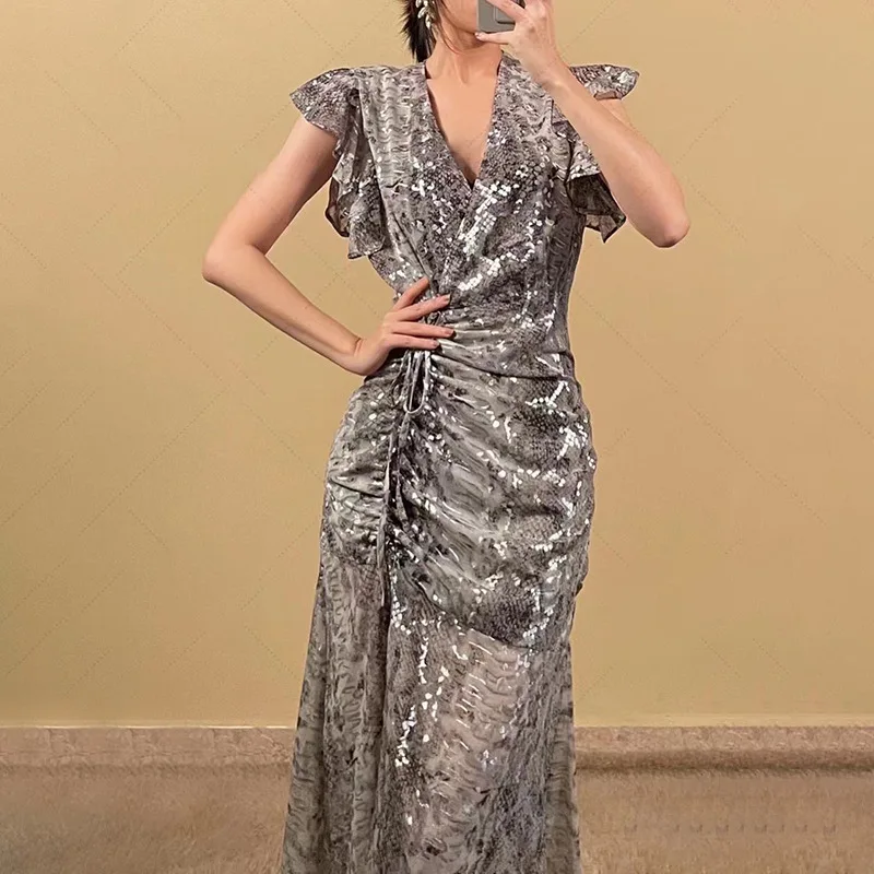 Summer 2021 Printing and Dyeing Fly-Sleeves V-Neck Wrinkle Slim Simple Long Homecoming Dresses Fashion Streetwear Lady Prom Robe
Summer 2021 Printing and Dyeing Fly-Sleeves V-Neck Wrinkle Slim Simple Long Homecoming Dresses Fashion Streetwear Lady Prom Robe