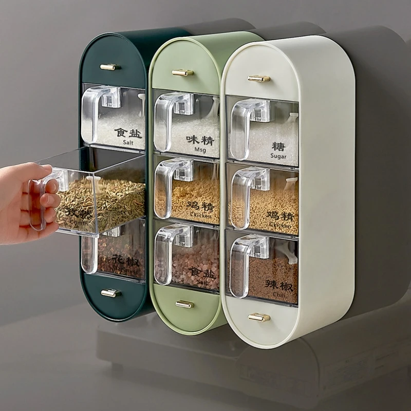 5 in 1 Kitchen Storage Box Spice Organizer Wall-mounted Jars for Spices Salt and Pepper Hang on Wall Spice Drawer Storage Rack
5 in 1 Kitchen Storage Box Spice Organizer Wall-mounted Jars for Spices Salt and Pepper Hang on Wall Spice Drawer Storage Rack