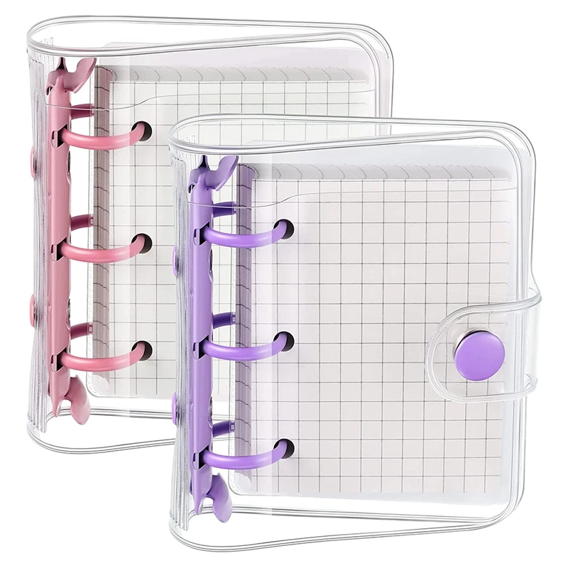 2 Sets Mini Transparent 3 Ring Binder Covers With Inner Paper Mini Binder Pockets Clear Soft PVC Notebook
2 Sets Mini Transparent 3 Ring Binder Covers With Inner Paper Mini Binder Pockets Clear Soft PVC Notebook