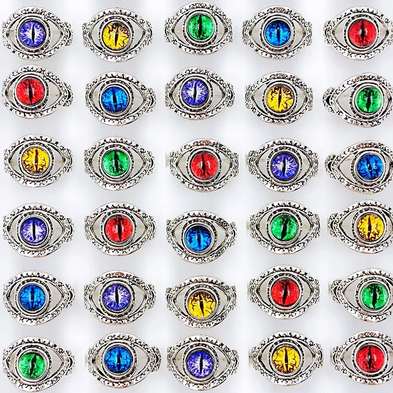 5/10/12Pcs/Lot Vintage Men's Devil's Eye Rings Wholesale Punk Gothic Mix Antique Silver Adjustable Jewelry for Women Party Gift 
5/10/12Pcs/Lot Vintage Men's Devil's Eye Rings Wholesale Punk Gothic Mix Antique Silver Adjustable Jewelry for Women Party Gift
