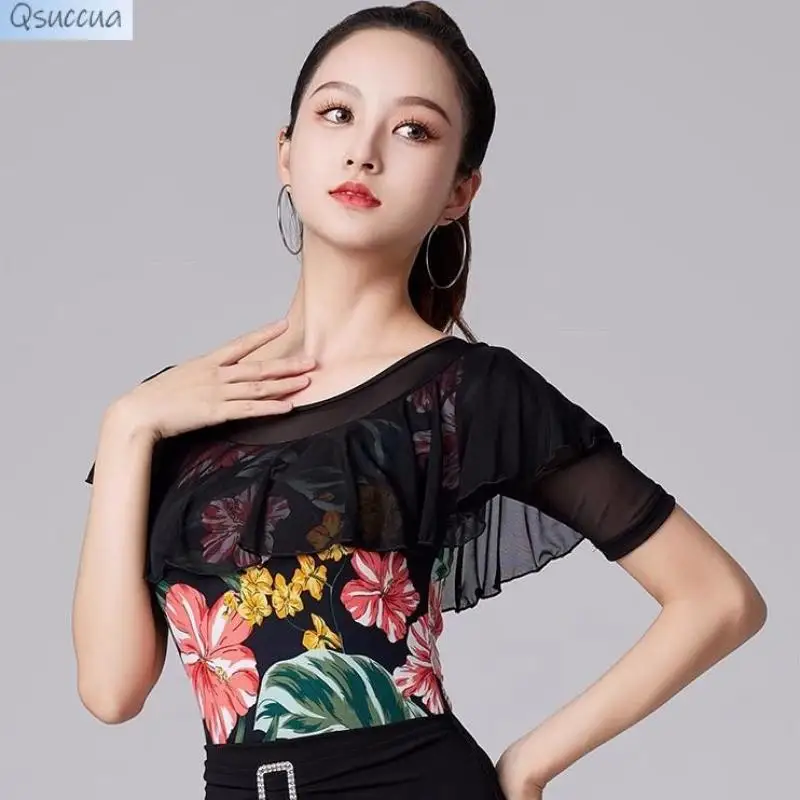 2023 Summer New Adult Latin Dance Tops Women's Dance Practice Clothes Mid-Sleeved Mesh Ruffled Dance Clothes
2023 Summer New Adult Latin Dance Tops Women's Dance Practice Clothes Mid-Sleeved Mesh Ruffled Dance Clothes