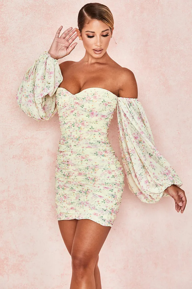 Elegant dresses for women sexy off shoulder long sleeve dress 2022 new fashion summer lemon floral ruched corset sweet dress 
Elegant dresses for women sexy off shoulder long sleeve dress 2022 new fashion summer lemon floral ruched corset sweet dress
