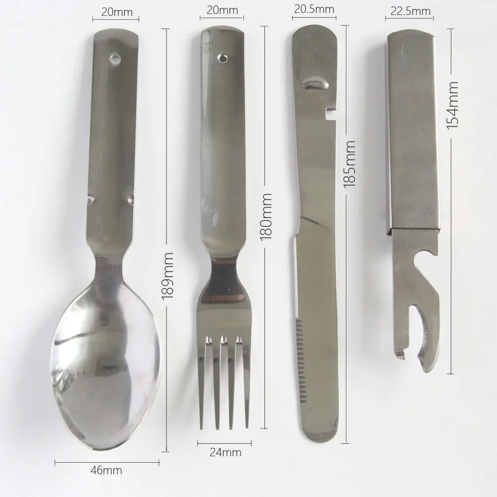 

Multi-functional Combination Cutlery Knife And Fork Set Military Fan Fork And Spoon Stainless Steel Portable Outdoor Camping