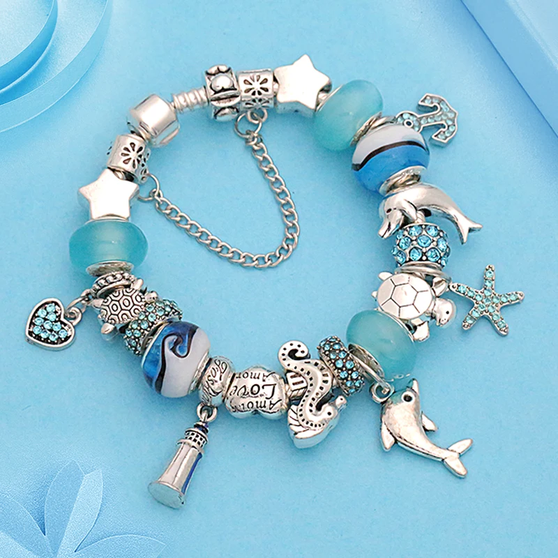 2022 New Design Dolphin Charm Bracelets & Bangles for Women Jewelry Gift Blue Murano Crystal Glass Diy Bead Bracelets
2022 New Design Dolphin Charm Bracelets & Bangles for Women Jewelry Gift Blue Murano Crystal Glass Diy Bead Bracelets