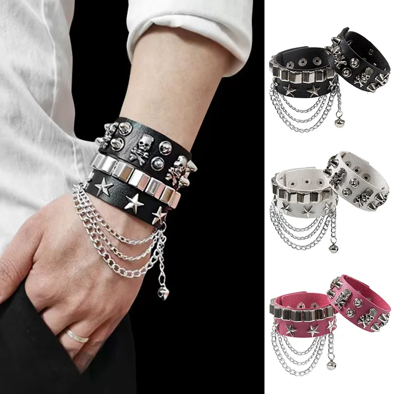 Luxury Leather Studded Punk Skull Bracelet for Men Women Wristband Goth Punk Rock Bracelet Spike Rivet Cuff Bangle Unisex
Luxury Leather Studded Punk Skull Bracelet for Men Women Wristband Goth Punk Rock Bracelet Spike Rivet Cuff Bangle Unisex