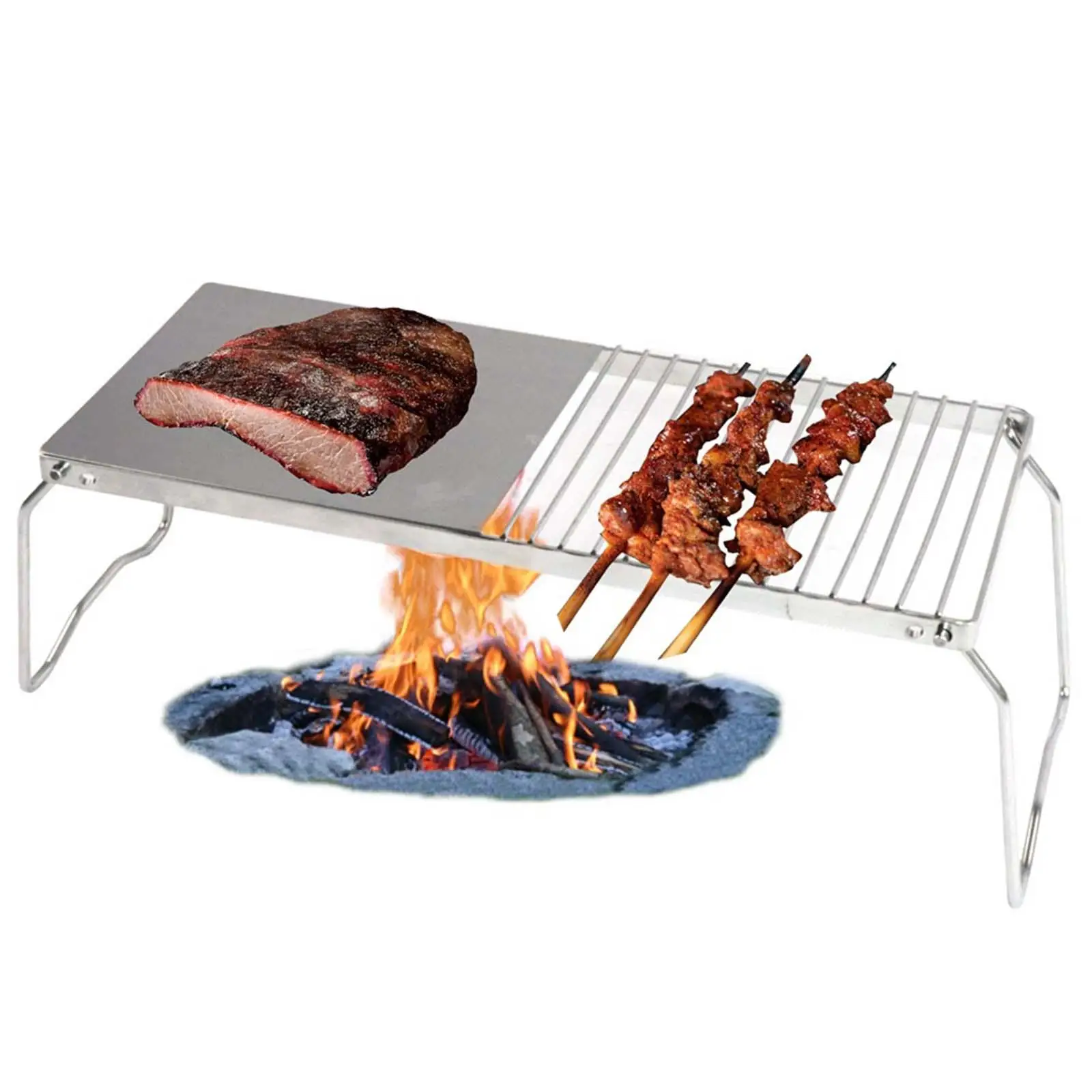 Stainless Steel Campfire Grill with Griddle 2 in 1 Cooking Fire Grate Foldable Grill Rack Lightweight for Backpacking Hiking BBQ
Stainless Steel Campfire Grill with Griddle 2 in 1 Cooking Fire Grate Foldable Grill Rack Lightweight for Backpacking Hiking BBQ